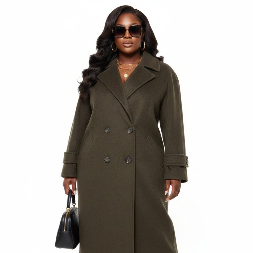 Vintage Style Choc Brown Double Breasted Maxi Coat